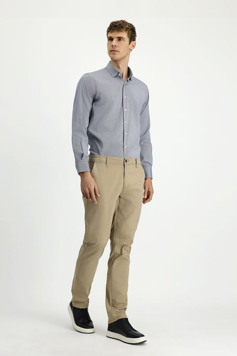Orta Bej Regular Fit Standart Kesim Likralı Kanvas / Chino Pantolon