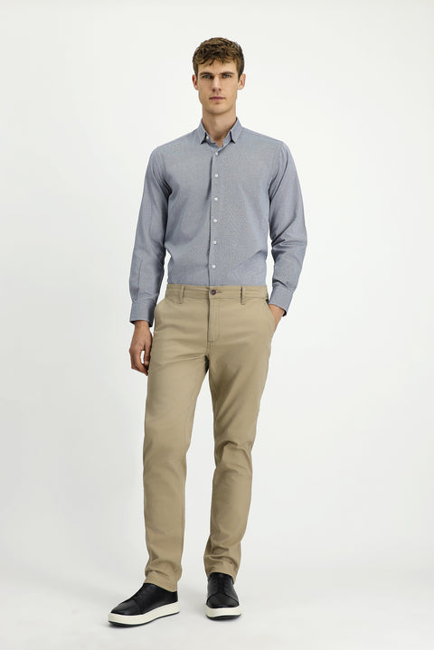 Orta Bej Regular Fit Standart Kesim Likralı Kanvas / Chino Pantolon