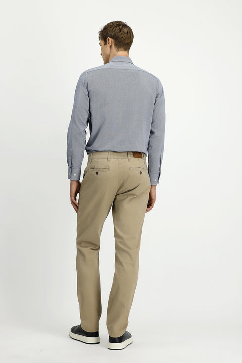 Orta Bej Regular Fit Standart Kesim Likralı Kanvas / Chino Pantolon