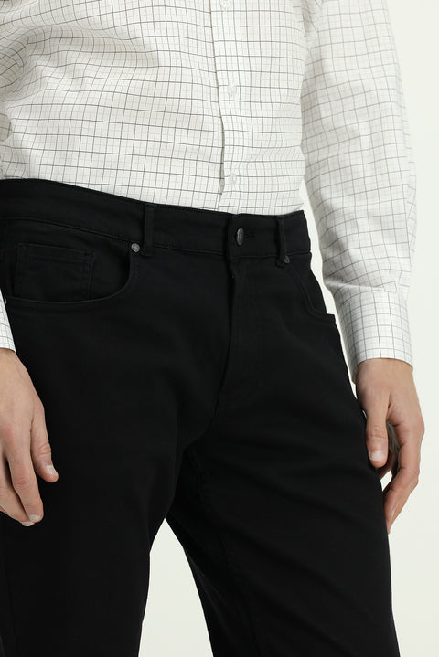 Siyah 6 Drop Regular Fit Standart Kesim Likralı Kanvas / Chino Pantolon