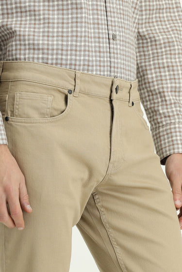 Açık Bej Regular Fit Likralı Kanvas / Chino Pantolon