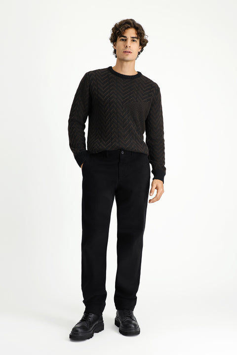 Siyah 6 Drop Regular Fit Standart Kesim Likralı Kanvas / Chino Pantolon