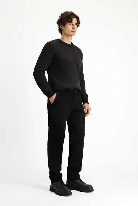 Siyah 6 Drop Regular Fit Standart Kesim Likralı Kanvas / Chino Pantolon