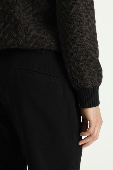 Siyah Regular Fit Likralı Kanvas / Chino Pantolon