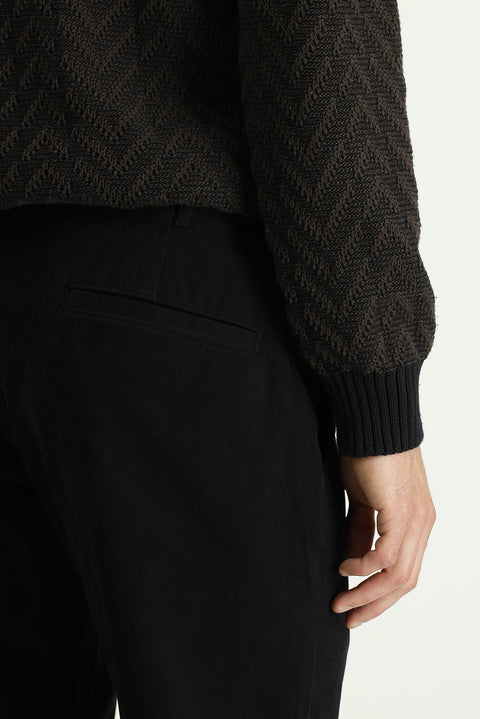 Siyah Regular Fit Standart Kesim Likralı Kanvas / Chino Pantolon