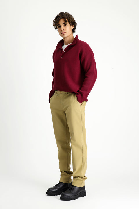 Açık Bej 6 Drop Regular Fit Standart Kesim Likralı Kanvas / Chino Pantolon