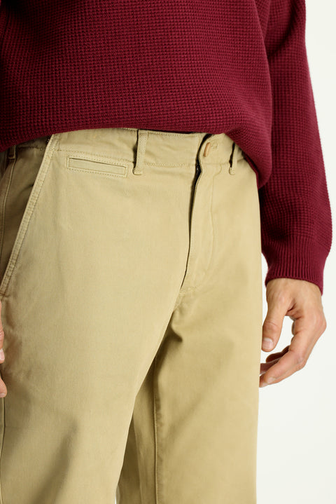 Açık Bej 6 Drop Regular Fit Standart Kesim Likralı Kanvas / Chino Pantolon