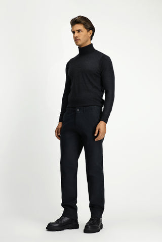  Orta Antrasit Regular Fit Likralı Kanvas / Chino Pantolon