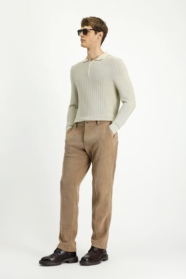  Orta Bej Regular Fit Likralı Kanvas / Chino Pantolon