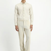 Ekru Regular Fit Likralı Kanvas / Chino Pantolon