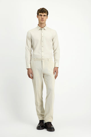  Ekru Regular Fit Likral? Kanvas / Chino Pantolon-Ki??l?