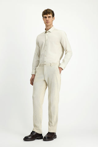  Ekru Regular Fit Likral? Kanvas / Chino Pantolon-Ki??l?