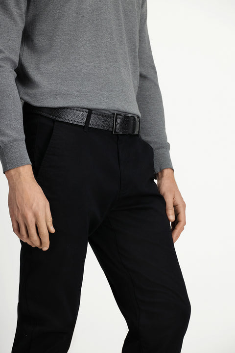 Siyah Regular Fit Standart Kesim Yandan Cep Likralı Kanvas / Chino Pantolon