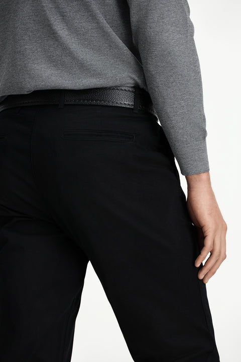 Siyah Regular Fit Standart Kesim Yandan Cep Likralı Kanvas / Chino Pantolon