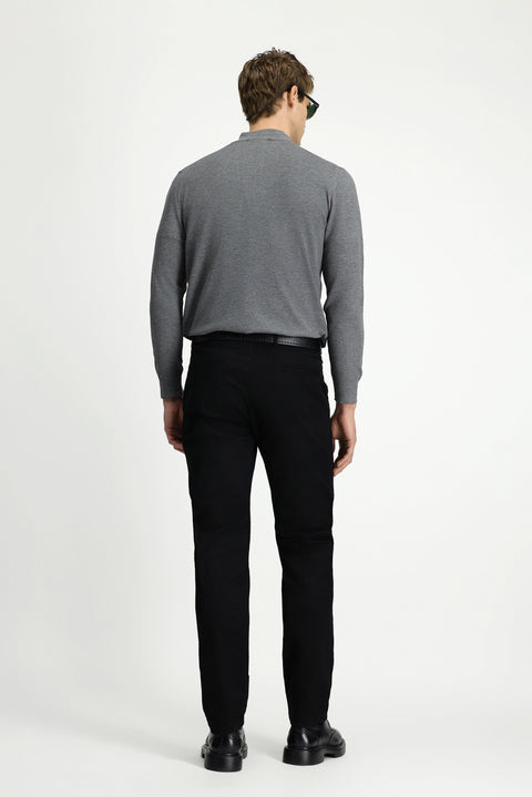 Siyah Regular Fit Standart Kesim Yandan Cep Likralı Kanvas / Chino Pantolon