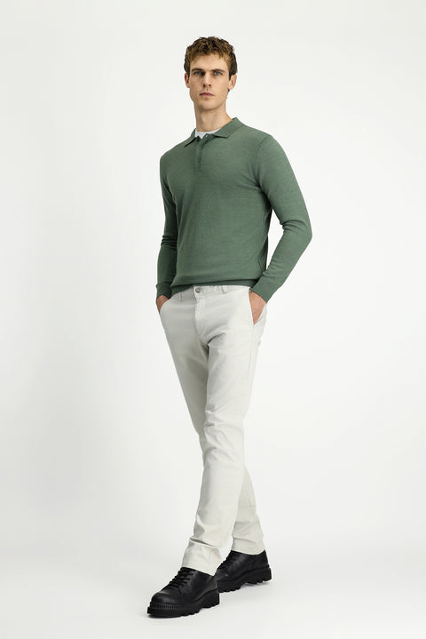 Açık Gri Regular Fit Standart Kesim Yandan Cep Likralı Kanvas / Chino Pantolon