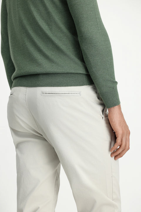 Açık Gri 6 Drop Regular Fit Standart Kesim Yandan Cep Likralı Kanvas / Chino Pantolon