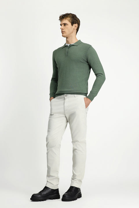 Açık Gri Regular Fit Standart Kesim Yandan Cep Likralı Kanvas / Chino Pantolon