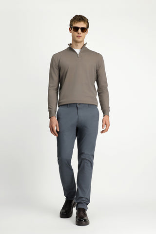  Orta Füme Regular Fit Standart Kesim Yandan Cep Likralı Kanvas / Chino Pantolon