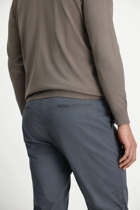 Orta Füme 6 Drop Regular Fit Standart Kesim Yandan Cep Likralı Kanvas / Chino Pantolon