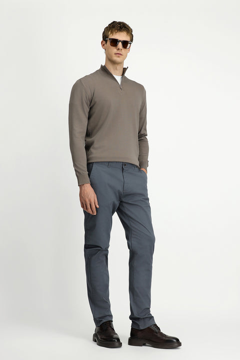 Orta Füme 4 Drop Relaxed Fit Rahat Kesim Yandan Cep Likralı Kanvas / Chino Pantolon