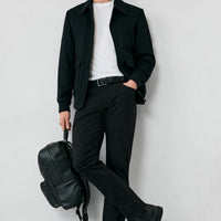Siyah Regular Fit Standart Kesim Likralı Esnek Kanvas / Chino Pantolon