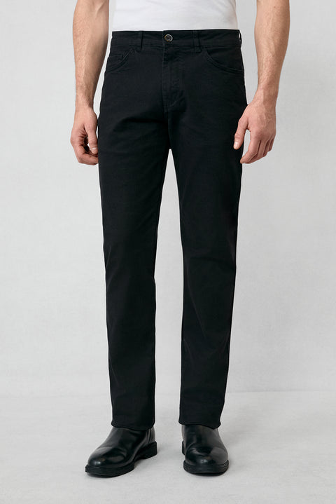 Siyah 6 Drop Regular Fit Standart Kesim Likralı Esnek Kanvas / Chino Pantolon