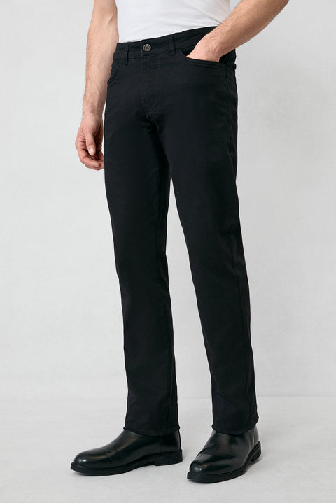 Siyah 6 Drop Regular Fit Standart Kesim Likralı Esnek Kanvas / Chino Pantolon