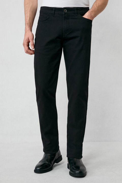 Siyah 7 Drop Slim Fit Dar Kesim Likralı Esnek Kanvas / Chino Pantolon