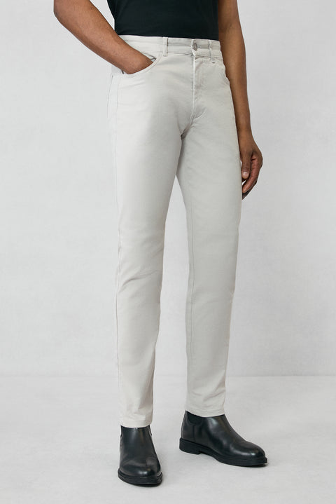 Açık Gri 7 Drop Slim Fit Dar Kesim Likralı Esnek Kanvas / Chino Pantolon