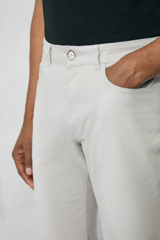  Açık Gri 7 Drop Slim Fit Dar Kesim Likralı Esnek Kanvas / Chino Pantolon