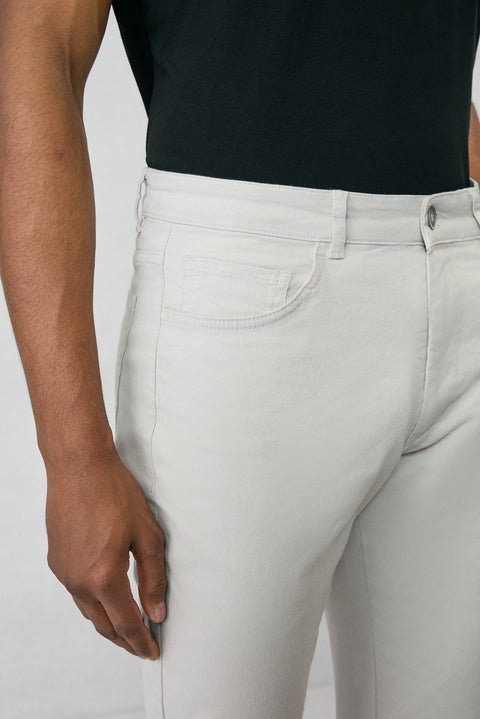 Açık Gri Regular Fit Standart Kesim Likralı Esnek Kanvas / Chino Pantolon