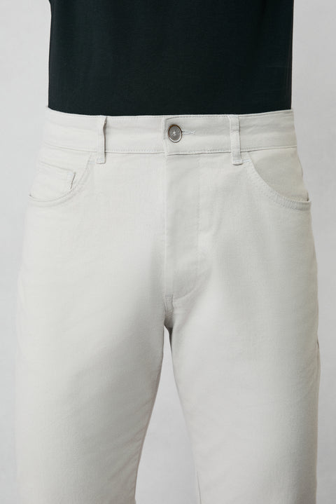Açık Gri Regular Fit Standart Kesim Likralı Esnek Kanvas / Chino Pantolon