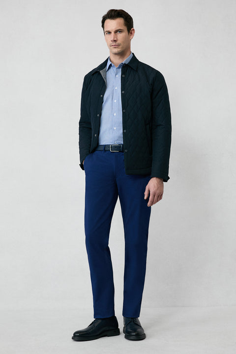 Orta Lacivert 6 Drop Regular Fit Standart Kesim Likralı Esnek Yandan Cep Kanvas / Chino Pantolon