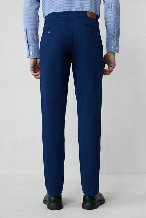 Orta Lacivert 6 Drop Regular Fit Standart Kesim Likralı Esnek Yandan Cep Kanvas / Chino Pantolon