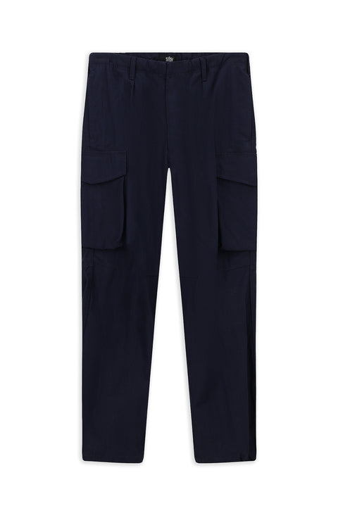 Dark Navy Engineered Fit Cotton Cargo Pants