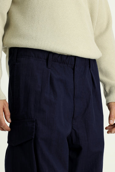 Koyu Lacivert Engineered Fit Pamuklu Kargo Pantolon