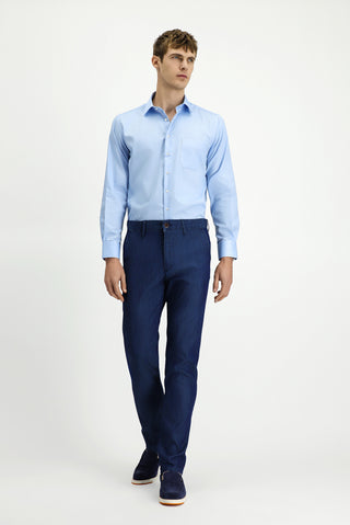 Koyu Lacivert 4 Drop Relaxed Fit Rahat Kesim Lyocell Karışımlı Kanvas / Chino Pantolon