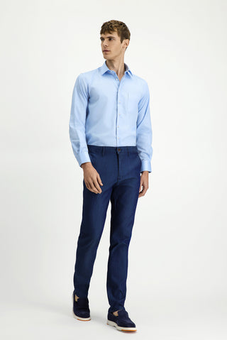  Koyu Lacivert 6 Drop Regular Fit Standart Kesim Lyocell Karışımlı Kanvas / Chino Pantolon