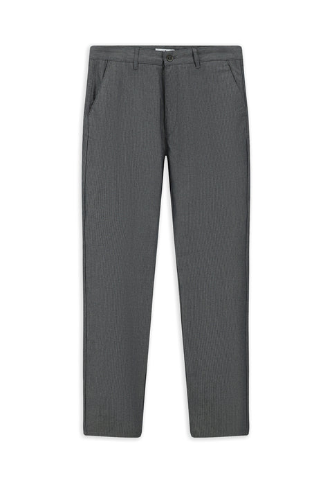 Orta Gri Regular Fit Standart Kesim Likralı Çizgili Kanvas / Chino Pantolon