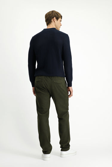  Orta Haki Regular Fit Beli Lastikli İpli Örme Jogger Pantolon