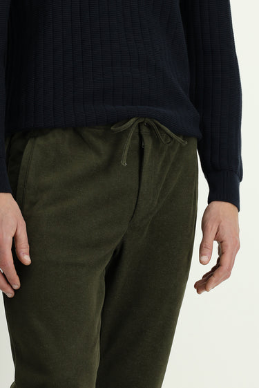 Orta Haki Regular Fit Beli Lastikli İpli Örme Jogger Pantolon