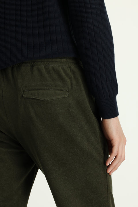 Orta Haki 6 Drop Regular Fit Standart Kesim Beli Lastikli İpli Örme Jogger Pantolon