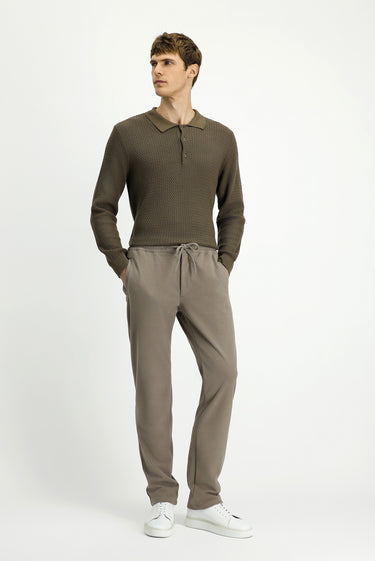  Orta Vizon Regular Fit Beli Lastikli İpli Örme Jogger Pantolon