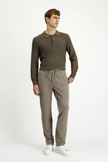  Orta Vizon Regular Fit Beli Lastikli İpli Örme Jogger Pantolon
