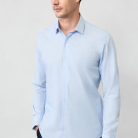 Mavi Uzun Kol Slim Fit Dar Kesim Pamuk Klasik Çizgili Gömlek