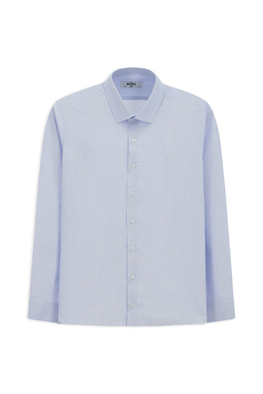  Mavi Uzun Kol Slim Fit Dar Kesim Pamuk Klasik Çizgili Gömlek