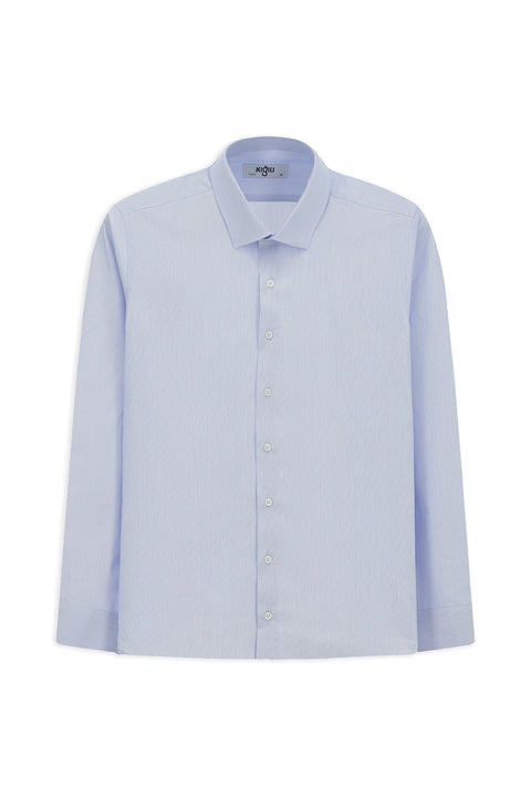 Mavi Uzun Kol Slim Fit Dar Kesim Pamuk Klasik Çizgili Gömlek