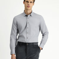 Açık Füme Uzun Kol Slim Fit Dar Kesim Desenli Pamuk Gömlek