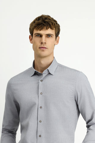  Açık Füme Uzun Kol Slim Fit Dar Kesim Desenli Pamuk Gömlek